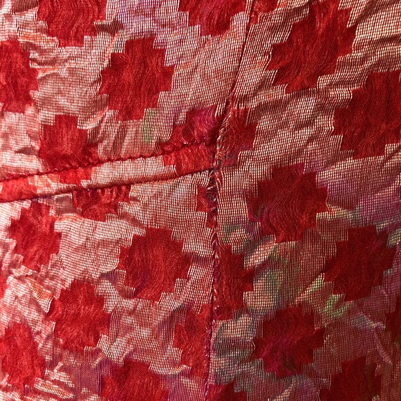 Piazza Sempione Red Crinkle Silk Burnout Dress - Picture 9 of 10